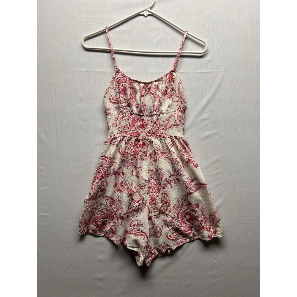 Ci Sono Romper Women’s Small Spaghetti Strap Floral Paisley Open Back Pockets